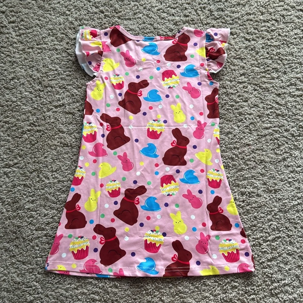 351 NIB FunnyCoKid Girl’s Easter Treats Pajama Dress - Size: XS (3-4Y)‎